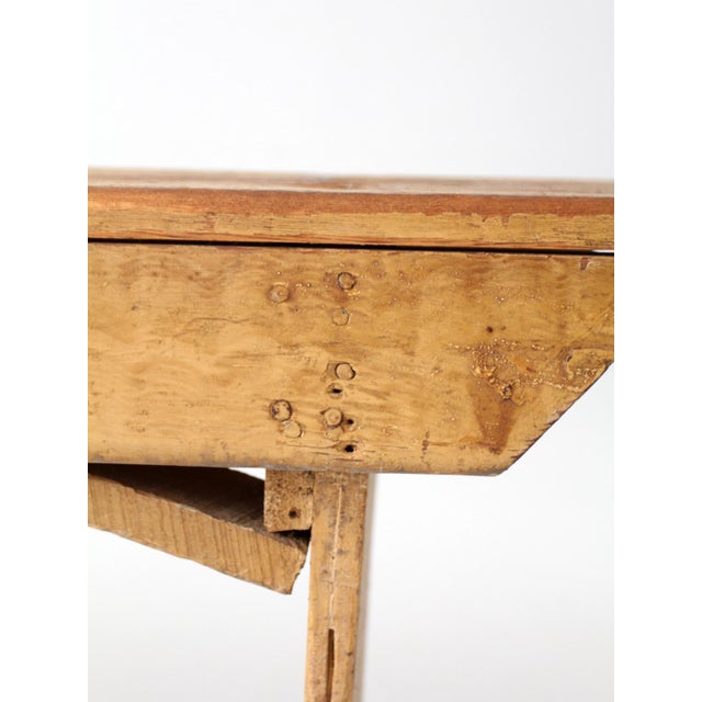 Early 20th Century Antique Primitive Farmhouse Bench For Sale - Image 5 of 18