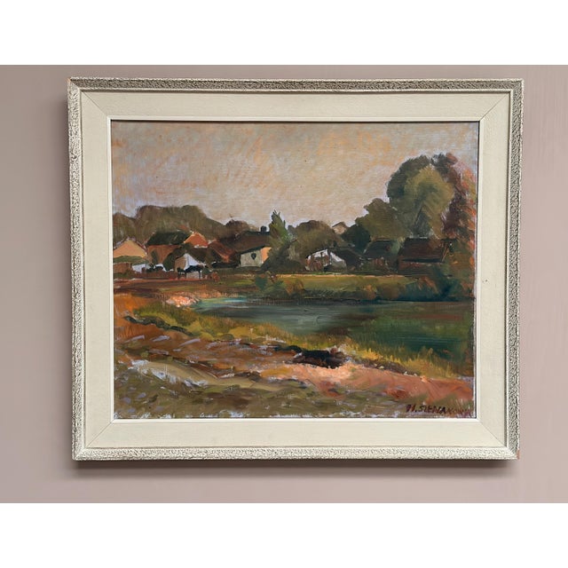 Swedish Artist, Village, 1950s, Oil on Canvas, Framed For Sale - Image 9 of 18