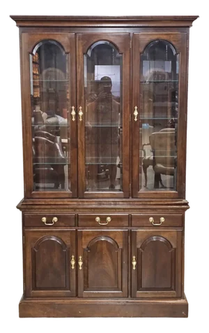 Late 20th Century Stickley Cherry China Breakfront Bookcase or Cabinet Made in Usa