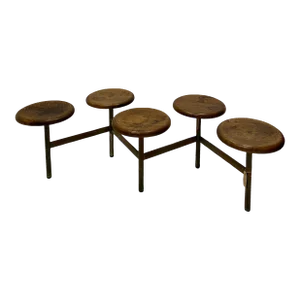 Distressed Oak Coffee Table on Metal Base