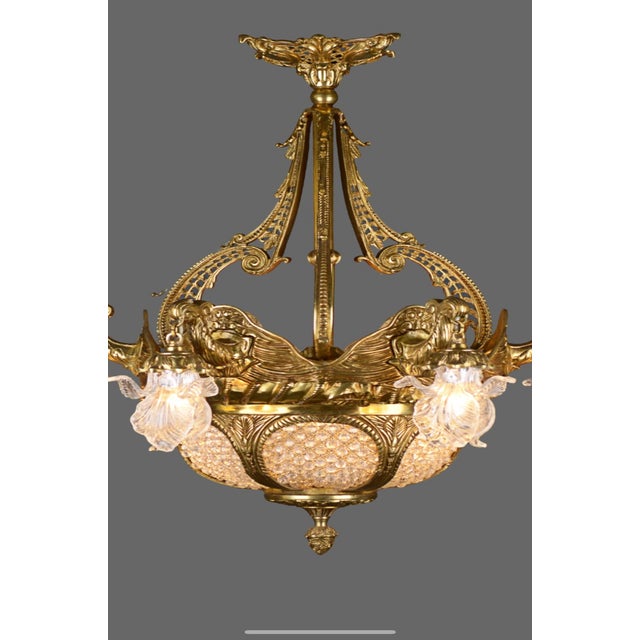 1980s 1980 French Louis XVI Bronze Crystal Chandelier – 16 Lights For Sale - Image 5 of 15