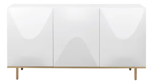 Pasargad Home Polara Modern White Sideboard With Geometric Doors