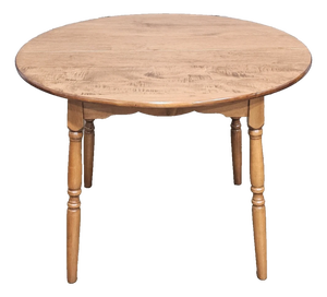 Mid 20th Century Solid Maple & Tiger Maple Bench Made Round Dining Table Tavern Table