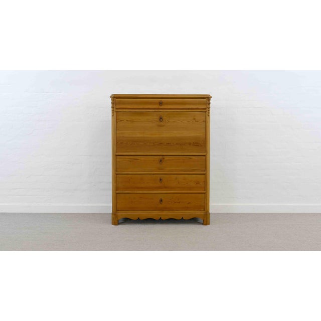 Antique Biedermeier Secretary in Softwood and Burlwood, 19th Century For Sale - Image 11 of 18