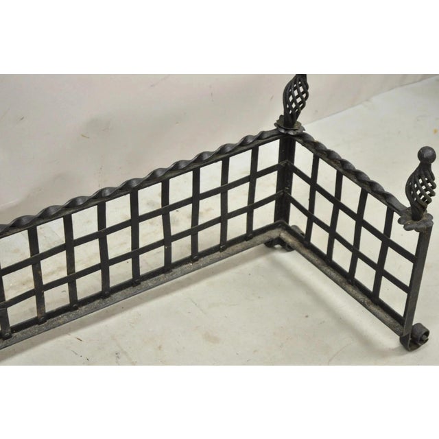 Antique Gothic Wrought Iron Spiral Twist 56" Fireplace Mantel Fender Surround For Sale - Image 9 of 10