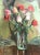 Benjamin Vautier, Bouquet of Roses, Oil on Wood, 1970, in Very Good conditions. Designed 1970 to 1979 This piece is...