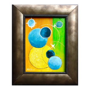 Geometric Aurora, Framed Oil on Canvas