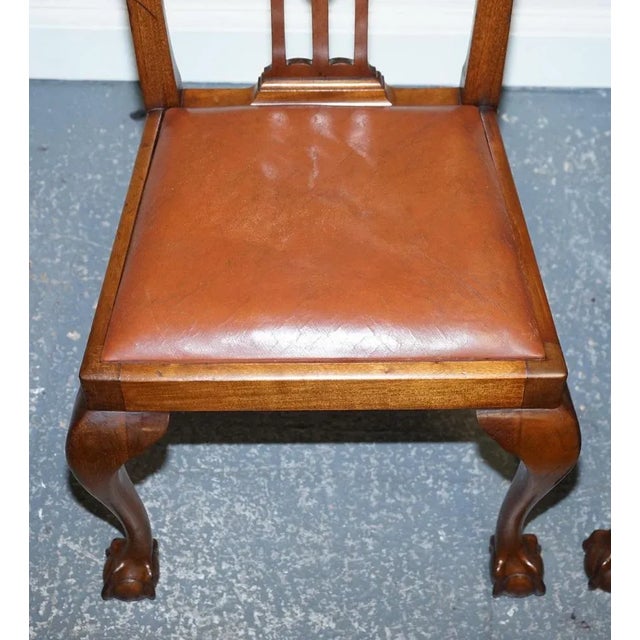 Chippendale Style Dining Chairs with Leather Seats, Set of 5 For Sale - Image 16 of 18