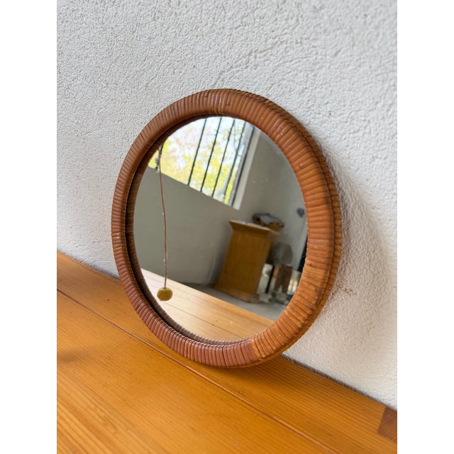 Vintage Round Wicker Mirror, 1960s For Sale - Image 13 of 17