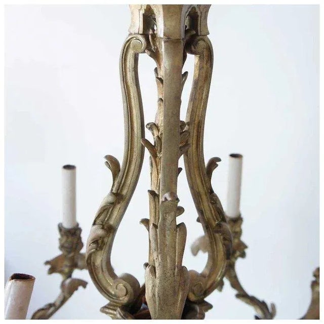 French Rococo Revival Gilt Bronze Nine-light Chandelier For Sale - Image 4 of 6