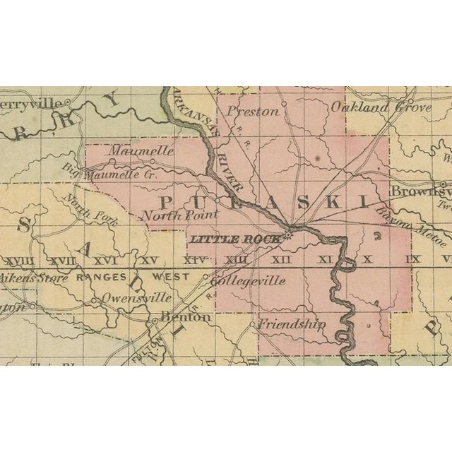 Arkansas Map by Colton, 1864 For Sale - Image 3 of 10
