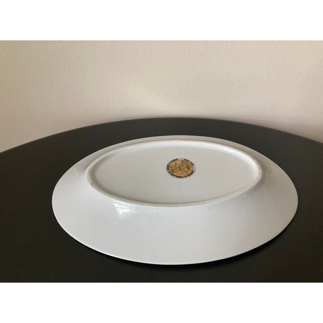 Limoges, France Limoges French Roses Oval Porcelain Jewelry Dish With Golden Accents For Sale - Image 4 of 12