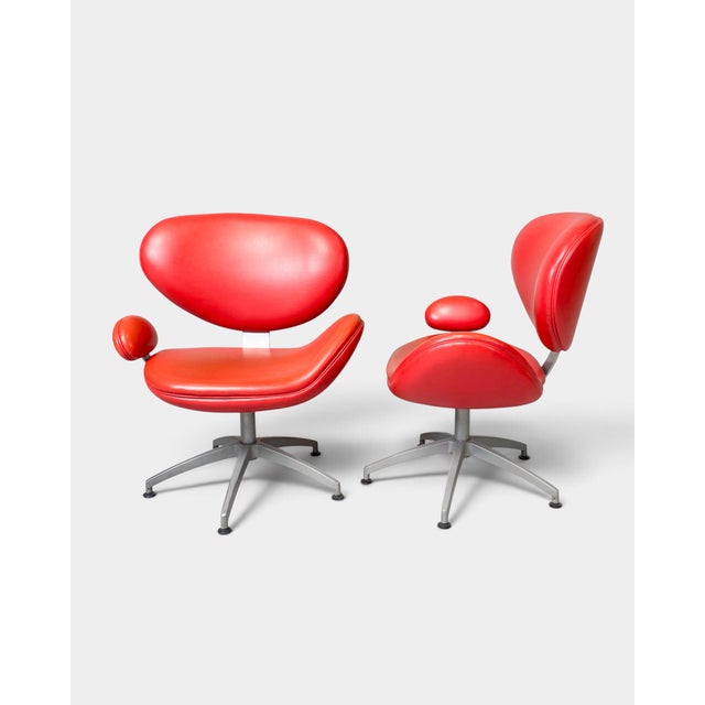 Danish Bird Lounge Chairs in Red Leather from Preben Fabricius & Jørgen Kastholm, 1960s, Set of 2 For Sale - Image 6 of 6