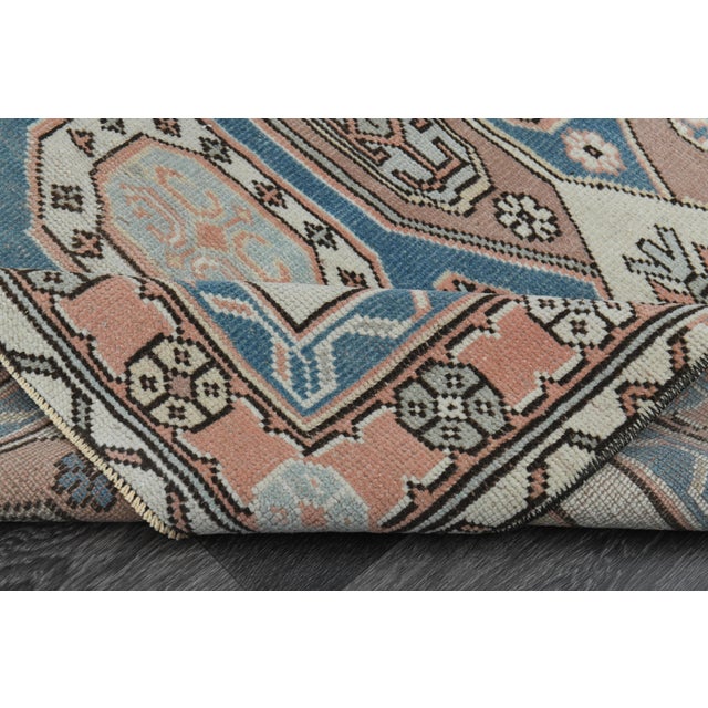 1970s Vintage Turkish Handmade Wool & Cotton Beige Area Rug For Sale - Image 9 of 11