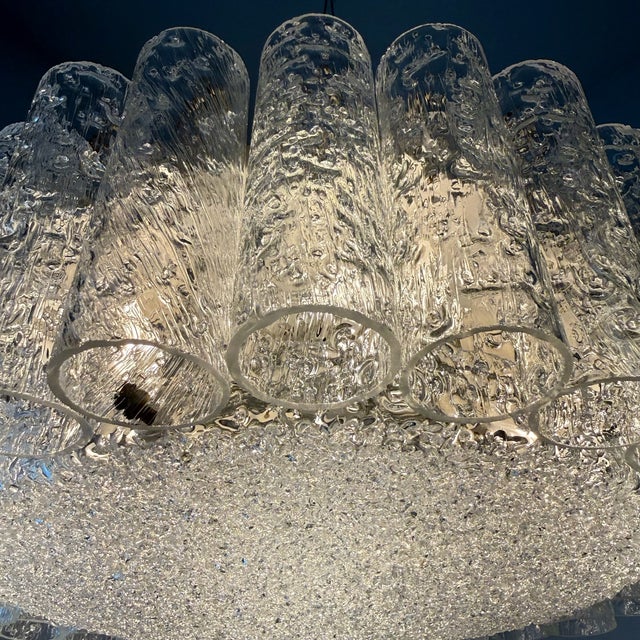 White Vintage German Ice Glass Ceiling Lamp from Doria Leuchten, Germany, 1970s For Sale - Image 8 of 18