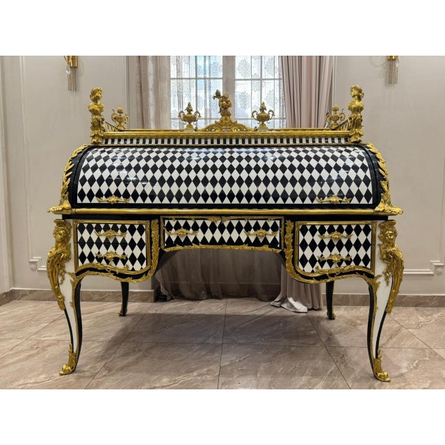 Bring timeless elegance into your space with this Louis XV-style roll-top desk, a masterfully hand-crafted statement piece...