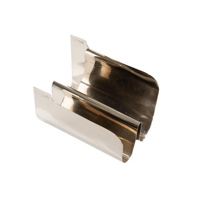 Vintage Nickel Silver Today and Soon Letter/ File Holder/ Desk Accessory, 1970's For Sale - Image 11 of 17