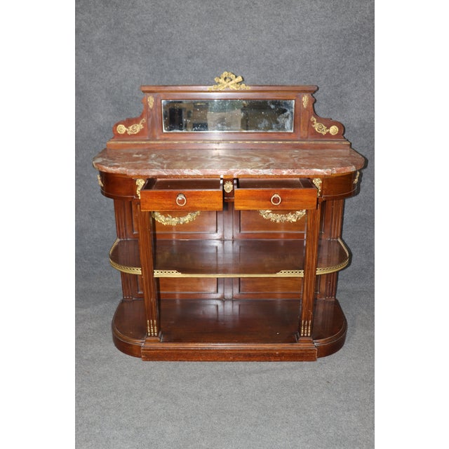 Late 19th Century French Louis XV Style Bronze Mounted Mirrored Buffet With Marble Top Circa 1890 For Sale - Image 5 of 12