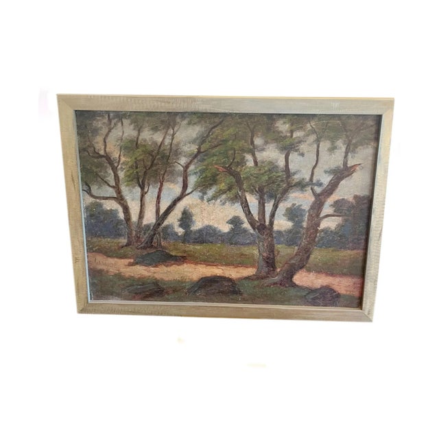 Vintage European Countryside Oil Painting For Sale In Dallas - Image 6 of 7