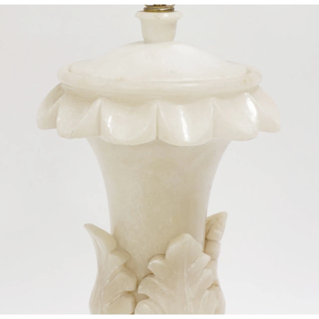 1950s Large Alabaster Leaf Urn Table Lamp, Lit From Within For Sale In San Francisco - Image 6 of 11