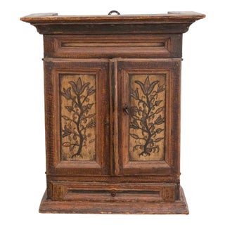 Original 19th-Century Painted Wall Cabinet with Two Doors and One Drawer For Sale