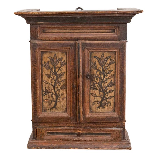 Original 19th-Century Painted Wall Cabinet with Two Doors and One Drawer For Sale