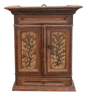 Original 19th-Century Painted Wall Cabinet with Two Doors and One Drawer