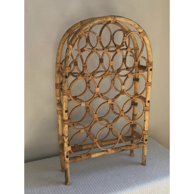 Tan Vintage Mid-20th Century Bamboo Wine Rack For Sale - Image 8 of 12
