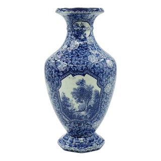 Blue Ceramic Vase by Franz Anton Mehlem, 19th Century For Sale