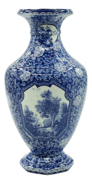 Blue Ceramic Vase by Franz Anton Mehlem, 19th Century