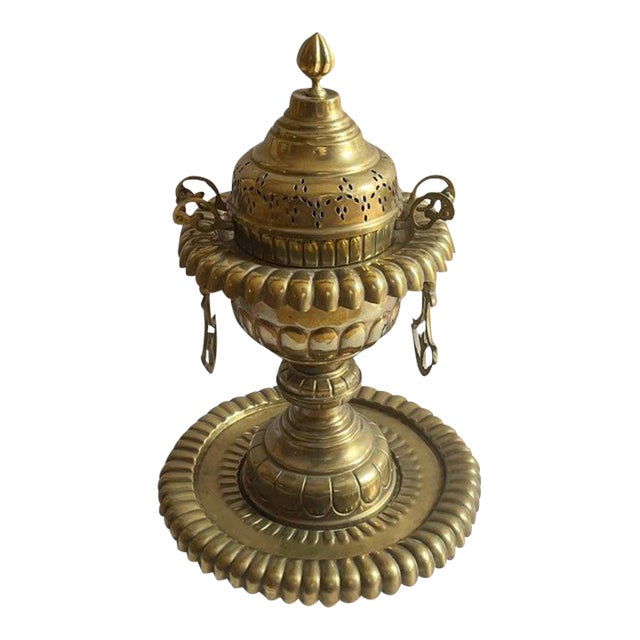 Large Vintage Turkish Brass Mangel – Ornamental Decorative Vessel For Sale