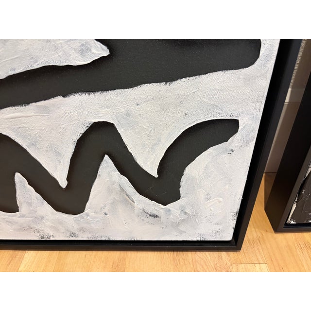 Black Large Original "Scribble" Black and White Paintings by Alic Daniel - A Pair For Sale - Image 8 of 11