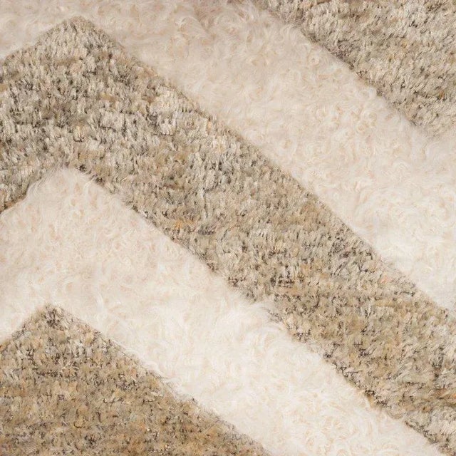 Custom Designed Chevron Pillow in Champagne and White Mongolian Lambswool For Sale - Image 9 of 10