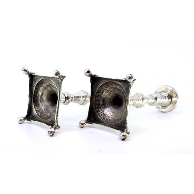 Silver Candlesticks with Turned Stems, Set of 2 For Sale - Image 3 of 9