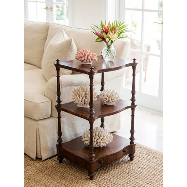Antique Victorian Burr Walnut Whatnot / Étagère Shelf Unit For Sale - Image 10 of 12