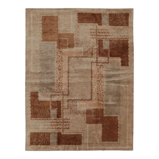 Rug & Kilim’s French Art Deco Style Rug in Beige-Brown With Geometric Patterns For Sale