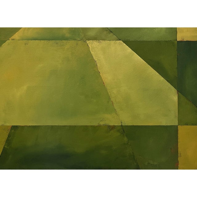 Textile The Old Farmhouse by Justin Wheatley | Acrylic on Canvas White Farmhouse With Green Fields For Sale - Image 7 of 11