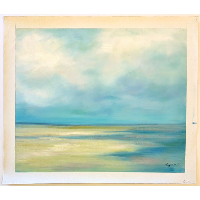 Contemporary Abstract Shoreline Horizon Coastal Seascape – Original Painting by Ryan C., Unstretched For Sale - Image 3 of 4