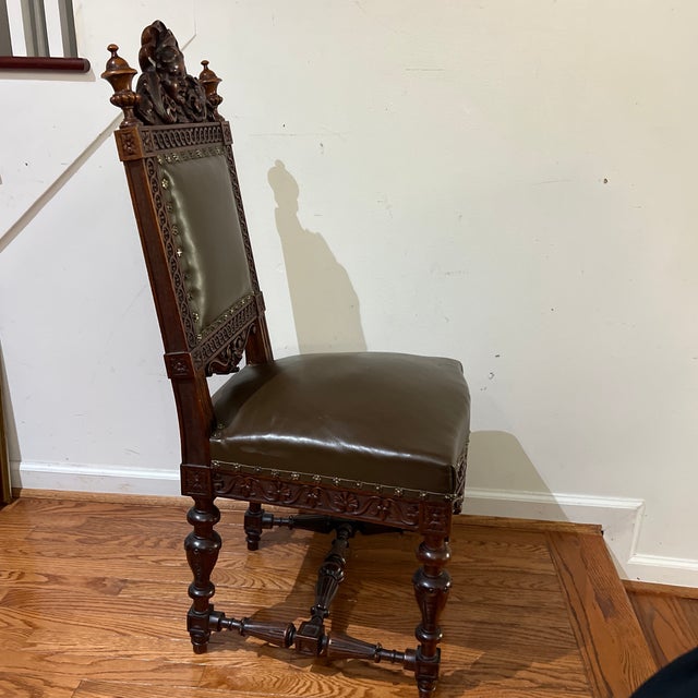 Wood An Antique High-Back Side Chair or Small Throne Chair, in a Spanish Renaissance, Jacobean, or Louis XIII Style From the 19th Century. For Sale - Image 7 of 12
