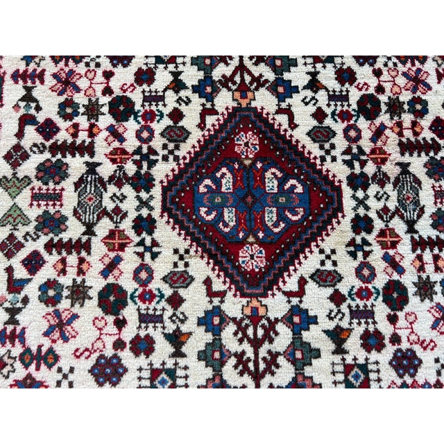 Tribal Vintage Handmade Shirazi Wool Rug 3'6" X 5' Tribal Caucasian Area Carpet For Sale - Image 3 of 8