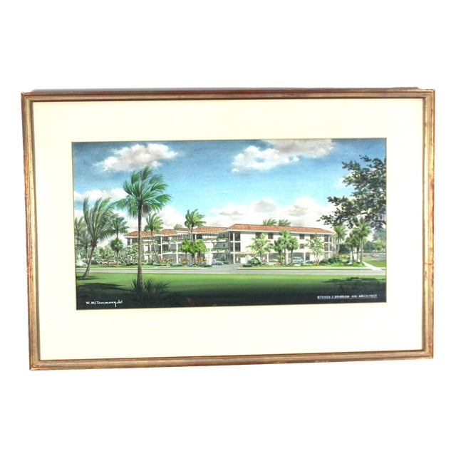 Architectural Renderings Somerset at Moorings, 1970s, Watercolor, Framed, Set of 2 For Sale