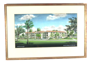 Architectural Renderings Somerset at Moorings, 1970s, Watercolor, Framed, Set of 2