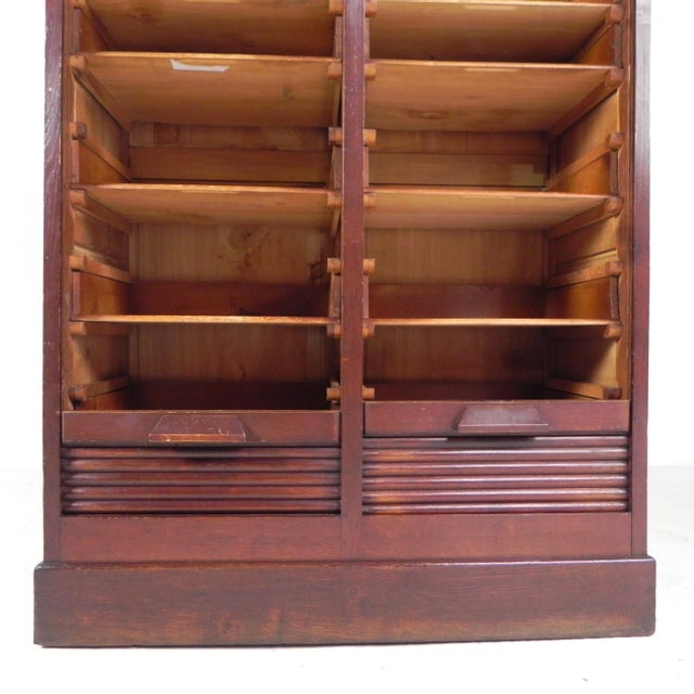 Oak Roller Shutter Cabinet, 1920s For Sale - Image 11 of 18
