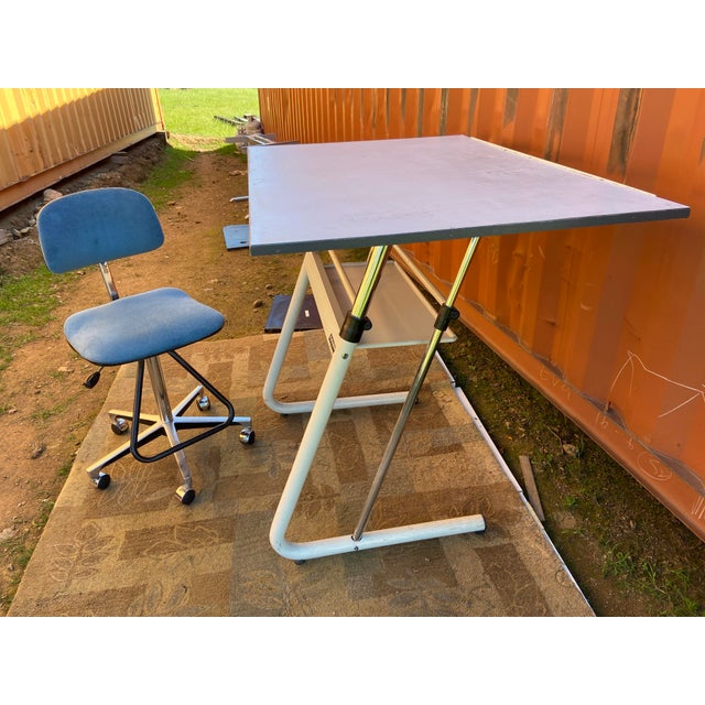 1990s Vintage Neolt Leonar Italian Drafting Table With Drafting Chair