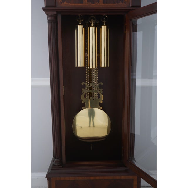 1980s Seth Thomas Inlaid Mahogany 170th Anniversary Grandfather Clock For Sale - Image 5 of 18