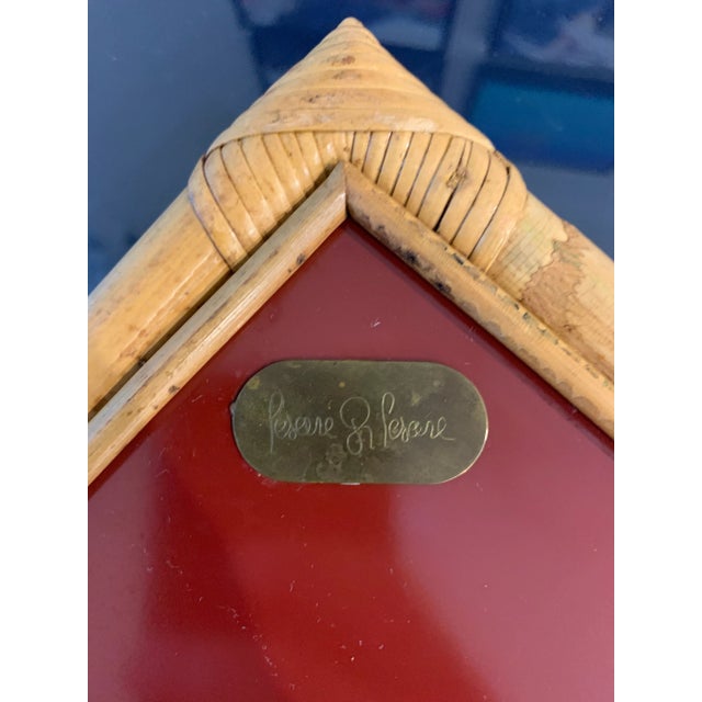 Red Bamboo and Red Lucite Serving Tray, Signed, Italy, 1970s For Sale - Image 8 of 11