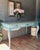 Mid-Century Louis XV Style Refinished Teal-Turquoise Solid Wood 3-Drawer Desk For Sale - Image 10 of 12