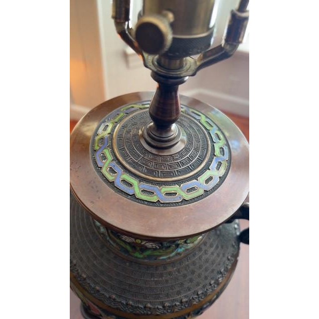Wildwood 1990s Wildwood Bronze Cloisonne Lamp #6129 - Display Model For Sale - Image 4 of 5