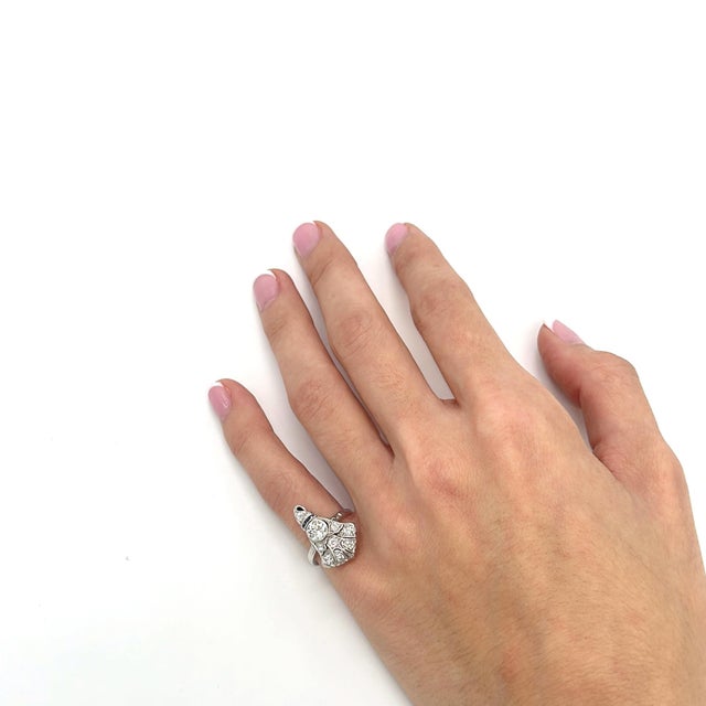 19th Century Vintage 14k White Gold Art Deco Ring With Diamond & Blue Sapphire - Size 3.25 For Sale - Image 5 of 6