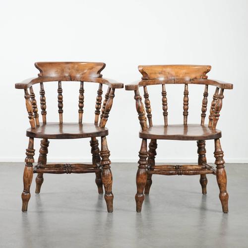 Set of 2 Antique English Captain Chairs/ Side Chairs/ Office Chairs from the Early 19th Century, Set of x For Sale - Image 16 of 16